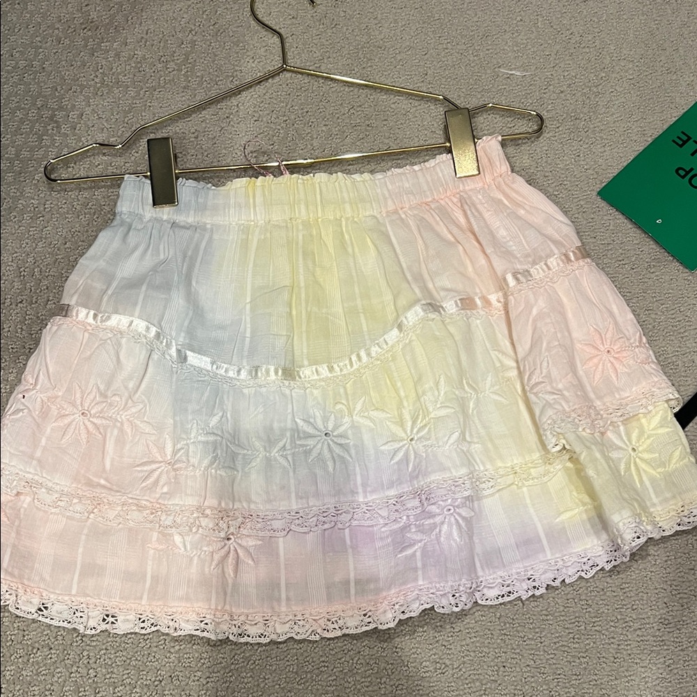 LoveShackFancy Pastel Rainbow Mini Skirt - Picture 3 of 3